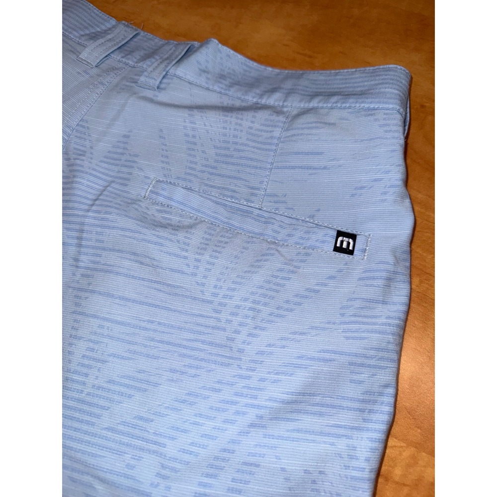 TravisMathew Mens 30 Light Blue Palm Print Performance Golf Shorts Stretch - Picture 4 of 7